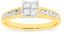 9ct-Gold-Diamond-Invisible-Princess-Cut-Ring Sale