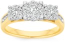 9ct-Gold-Diamond-Cluster-Trilogy-Ring Sale