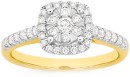 9ct-Gold-Diamond-Cushion-Shape-Ring Sale