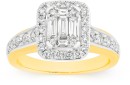 9ct-Gold-Diamond-Emerald-Shape-Dress-Ring Sale