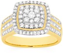9ct-Gold-Diamond-Cushion-Cluster-Ring Sale