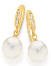 9ct-Gold-Cultured-Fresh-Water-Pearl-Diamond-Hook-Earrings Sale