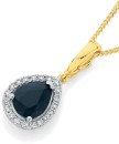 9ct-Gold-Black-Sapphire-Diamond-Pear-Halo-Pendant Sale