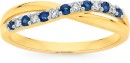 9ct-Gold-Natural-Sapphire-Diamond-Crossover-Ring Sale