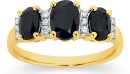 9ct-Gold-Black-Sapphire-Diamond-Trilogy-Ring Sale
