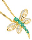 9ct-Gold-Emerald-Diamond-Dragonfly-Slider-Pendant Sale