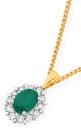 9ct-Gold-Emerald-Diamond-Oval-Frame-Pendant Sale
