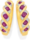 9ct-Gold-Natural-Ruby-Diamond-Huggie-Earrings Sale