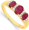 9ct-Gold-Ruby-Diamond-Oval-Trilogy-Ring Sale