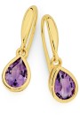 9ct-Gold-Amethyst-Bezel-Hook-Earrings Sale