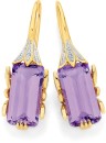 9ct-Gold-Amethyst-Diamonds-Emerald-Cut-Deco-Inspired-Earrings Sale