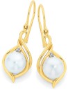 9ct-Gold-Cultured-Freshwater-Pearl-Diamond-Hook-Earrings Sale