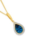 9ct-Gold-Blue-Topaz-Diamond-Pendant Sale