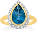 9ct-Gold-Blue-Topaz-Diamond-Dress-Ring Sale