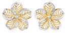 9ct-Gold-Two-Tone-Flower-Stud-Earrings Sale