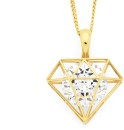 9ct-Gold-Cubic-Zirconia-Open-Diamond-Shape-Pendant Sale