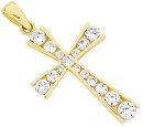 9ct-Gold-Cubic-Zirconia-Cross-Pendant Sale