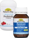 Natures-Way-Adult-Vita-Gummies-Probiotic-Prebiotic-65-Pack-or-Restore-Probiotic-Capsules-30-Pack Sale
