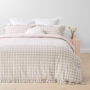 Gingham-Ruffle-Cotton-Quilt-Cover-Set-Queen-Bed-Sage-and-Pink Sale