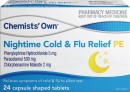 Chemists-Own-Nightime-Cold-Flu-Relief-PE-24-Tablets Sale