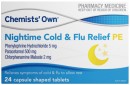 Chemists-Own-Nightime-Cold-Flu-Relief-PE-24-Caplets Sale