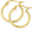 9ct-Gold-15x10mm-Diamond-Cut-Hoop-Earrings Sale