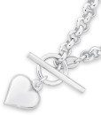Italian-Sterling-Silver-Puff-Heart-Fob-19cm-Belcher-Bracelet Sale