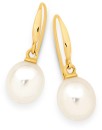 9ct-Gold-8mm-Cultured-Freshwater-Pearl-Hook-Earrings Sale