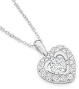 Sterling-Silver-Cubic-Zirconia-Heart-Halo-Pendant Sale