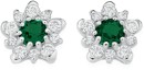 Sterling-Silver-Green-Cubic-Zirconia-Flower-Stud-Earrings Sale