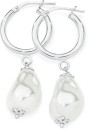 Sterling-Silver-Shell-Pearl-Baroque-Hoop-Earrings Sale