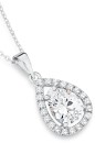 Sterling-Silver-Pear-Cubic-Zirconia-Halo-Pendant Sale