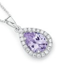 Sterling-Silver-Pear-Cubic-Zirconia-Halo-Pendant Sale
