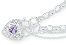 Sterling-Silver-Cubic-Zirconia-Oval-Belcher-19cm-Heart-Padlock-Bracelet Sale