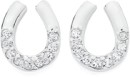 Sterling-Silver-Cubic-Zirconia-Horsehoe-Stud-Earrings Sale