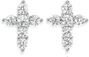 Sterling-Silver-Cubic-Zirconia-Cross-Stud-Earrings Sale