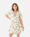 Short-Sleeve-Shirred-V-Neck-Mini-Dress Sale