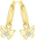 9ct-Gold-Diamond-Butterfly-Drop-Hoop-Earrings Sale