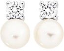 Sterling-Silver-Button-Pearl-Cubic-Zirconia-Stud-Earrings Sale