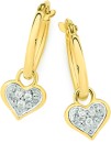 9ct-Gold-Diamond-Heart-Drop-Hoop-Earrings Sale