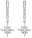 Sterling-Silver-Cubic-Zirconia-Star-Drop-Huggie-Earrings Sale