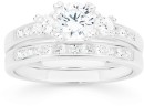 Sterling-Silver-Cubic-Zirconia-Trilogy-Bridal-Set-Size-O Sale