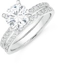 Sterling-Silver-Cubic-Zirconia-Solitaire-Band-Bridal-Set-Size-P Sale