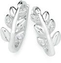 Sterling-Silver-Cubic-Zirconia-Leaves-on-Vine-Huggie-Earrings Sale