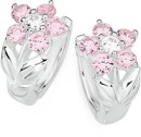 Sterling-Silver-Cubic-Zirconia-Flower-Huggie-Earrings Sale
