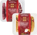 Coles-Bakery-Christmas-Choc-Chip-or-Red-Velvet-Cookies-4-Pack Sale