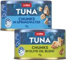 Coles-Tuna-Chunks-in-Springwater-or-Olive-Oil-Blend-95g Sale