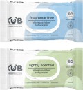 CUB-Fragrance-Free-or-Lightly-Scented-Biodegradable-Baby-Wipes-80-Pack Sale