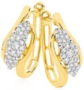 9ct-Gold-Diamond-Trilogy-Cluster-Offset-Huggie-Earrings Sale