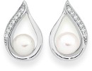 Sterling-Silver-Pearl-Cubic-Zirconia-Pear-Stud-Earrings Sale